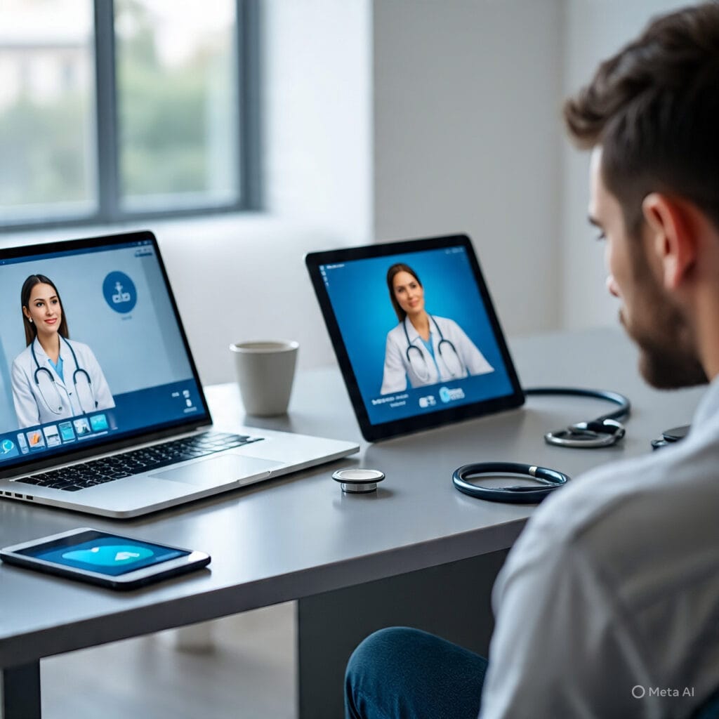 Telemedicine technology digital healthcare remote consultation modern medicine